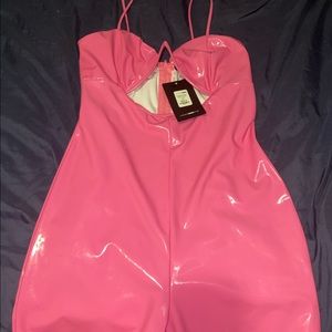 COPY - Pink latex romper shorts